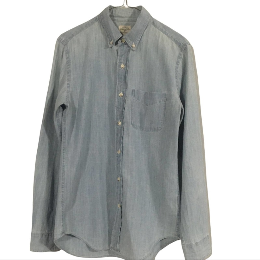 J.Crew Factory Women's Shacket Size XS Blue 100% cotton Chambray Long Sleeve